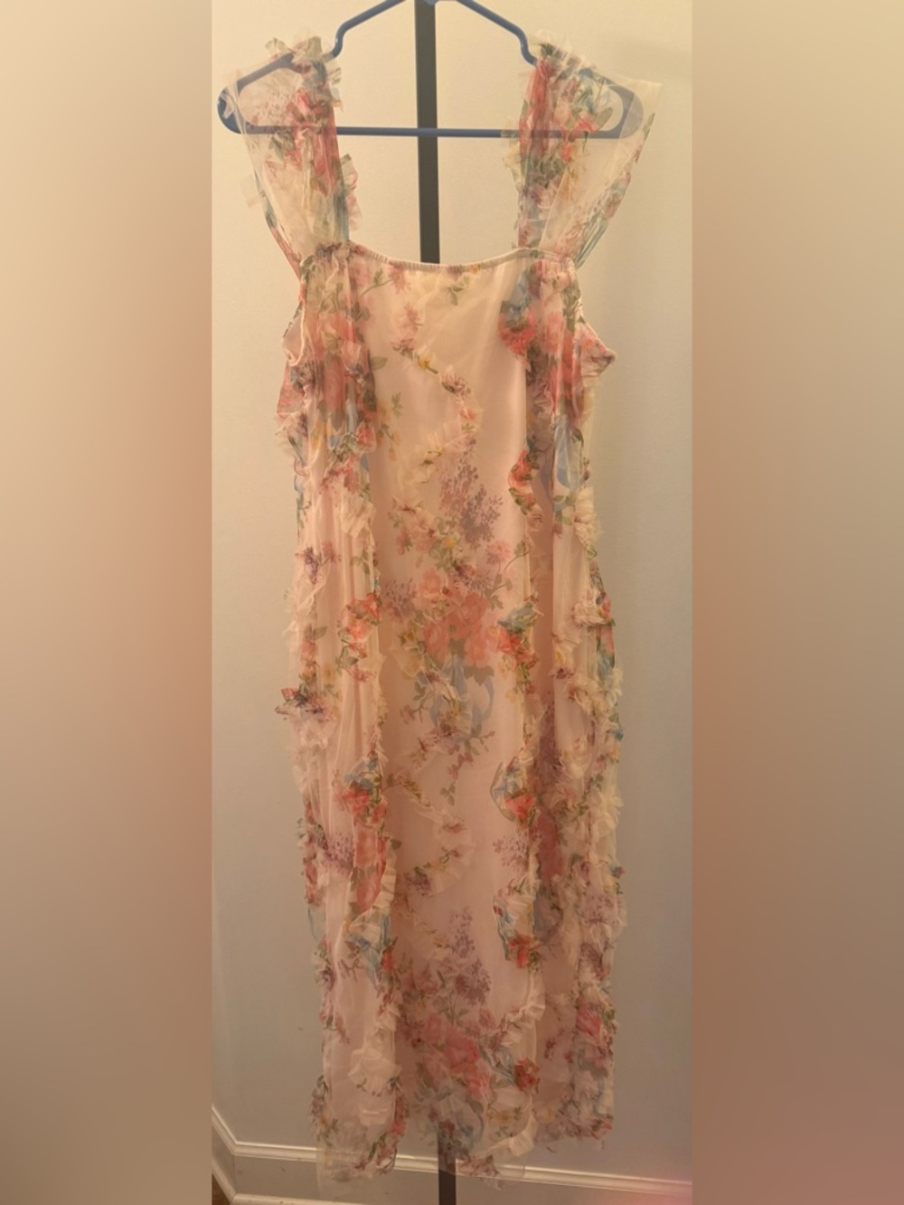 SHEIN Apricot Midi Dress with Pink & Blue Floral Print - Picture 8 of 8